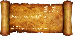 Bogács Klára névjegykártya